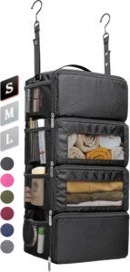 Suitcase Organizer, Hanging Shelves Packing Cube, Collapsible Travel Organizer for Carry-on, Portable Closet" (98 chars)