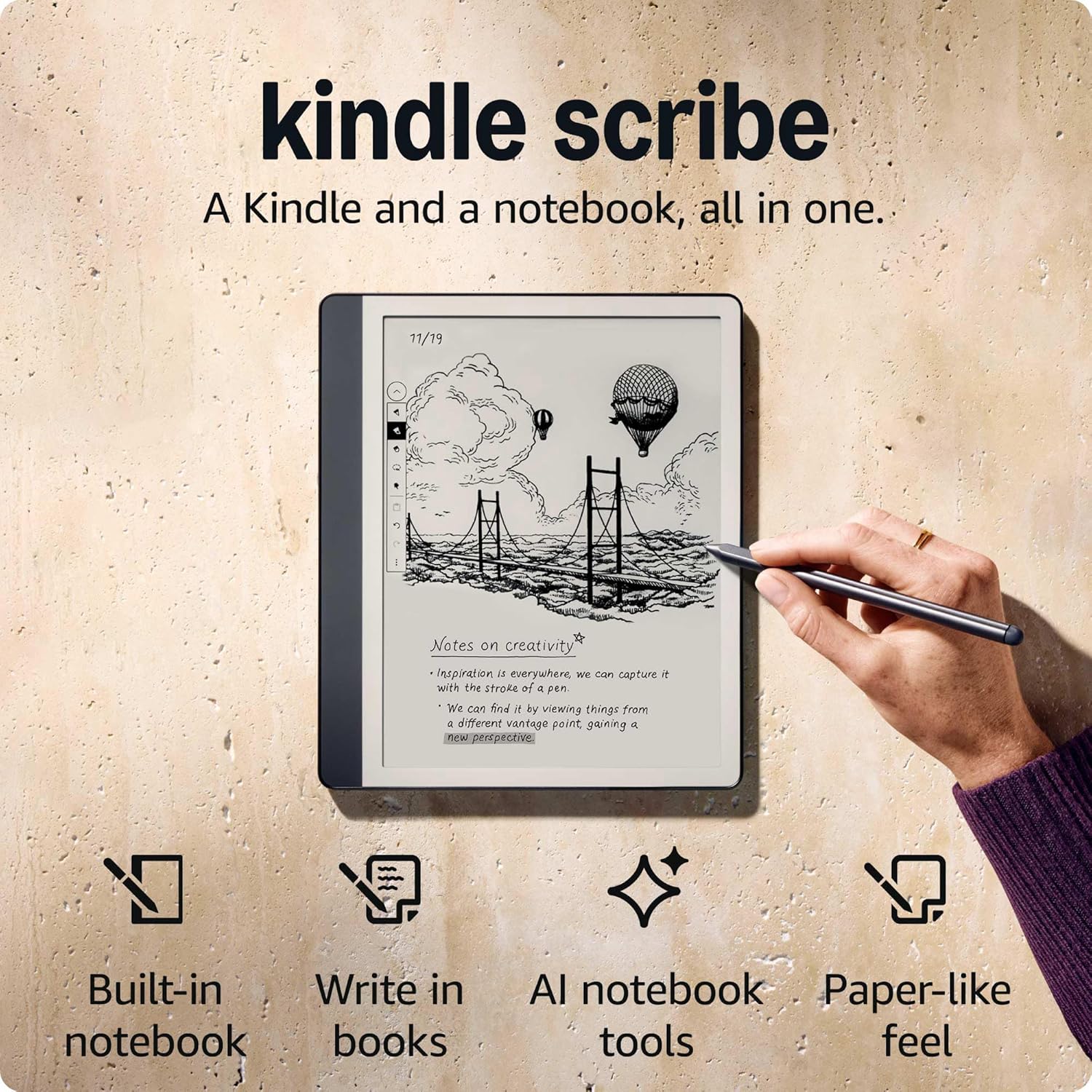 Amazon Kindle Scribe (64 GB) - Redesigned display, write on books, Premium Pen - Tungsten