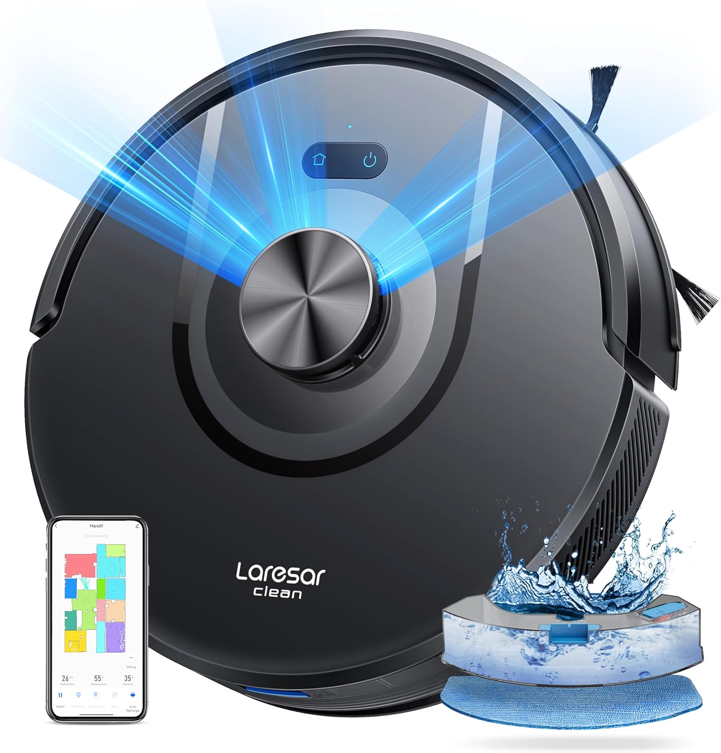 Robot Vacuum and Mop Combo, 5000Pa LIDAR Navigation, Auto Carpet Boost, App/Voice Control