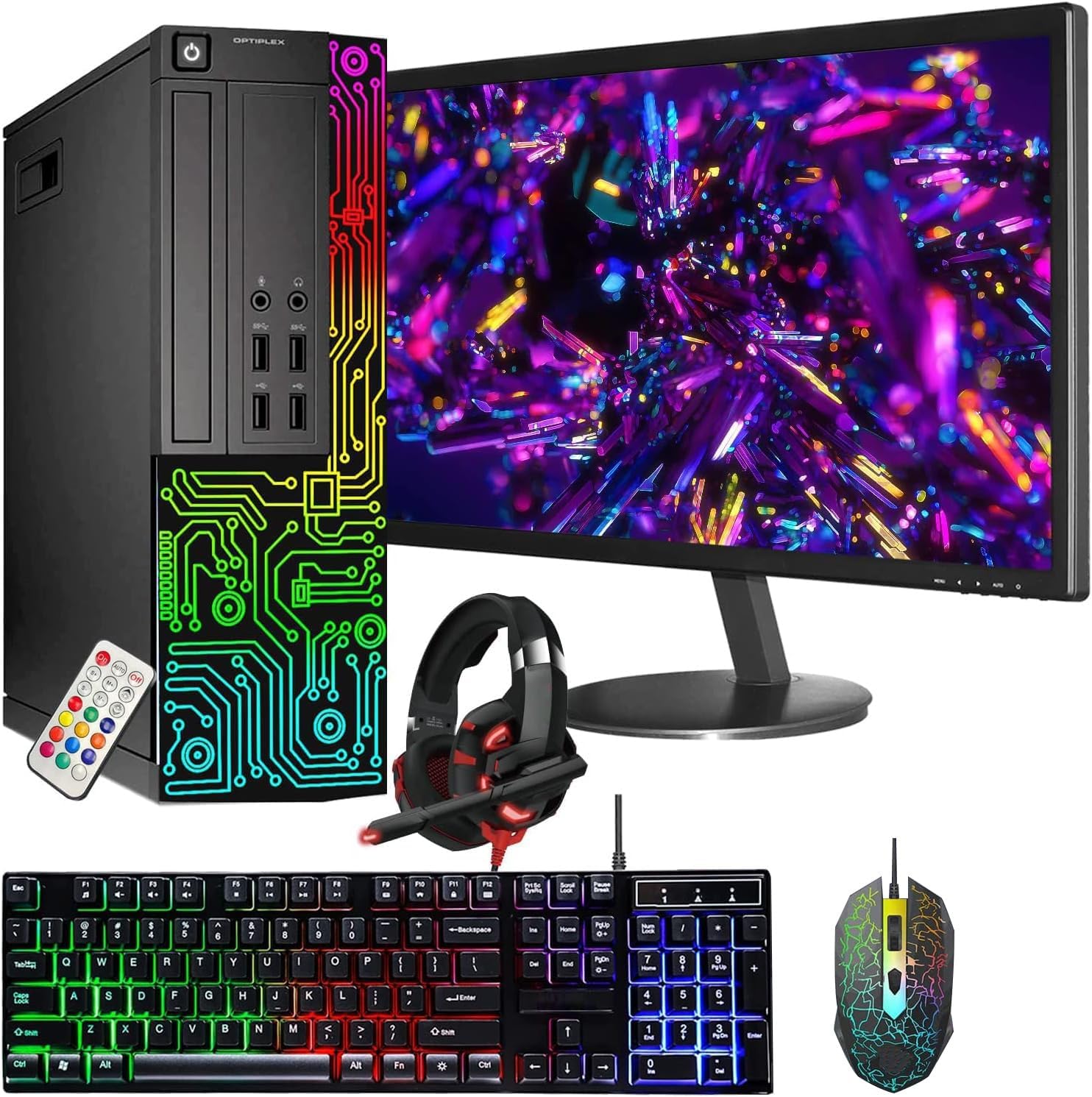 Dell Optiplex SFF PC | i5 3.2GHz | 16GB RAM | 512GB SSD | 24" Monitor | RGB Combo | Win 10 Pro (Renewed)
