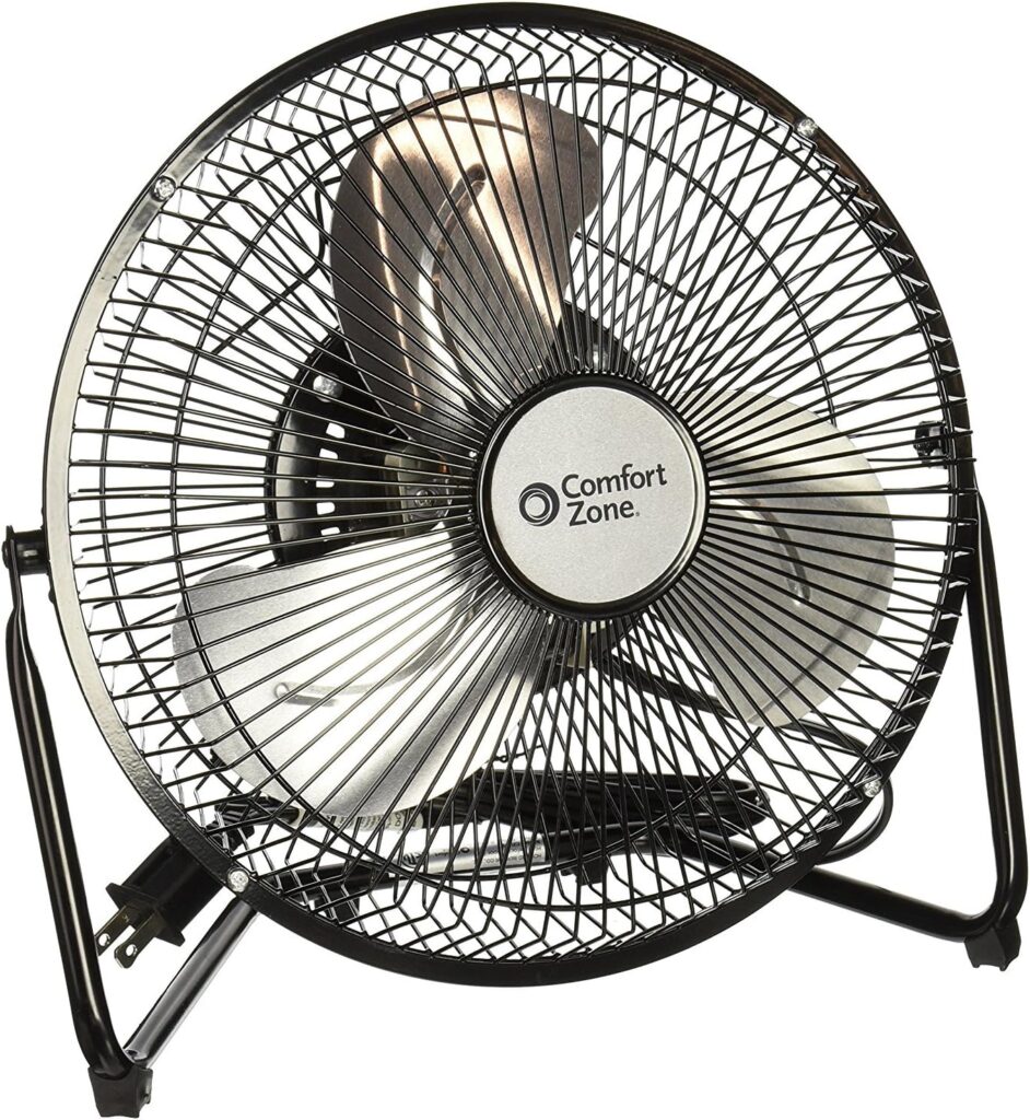 Comfort Zone 9" Cradle Fan, 3 Speed, 180° Tilt, Metal, Aluminum Blades, Black