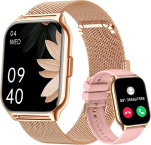 Smart Watch for Women Men, 2.0" Fitness Tracker with Heart Rate Blood Pressure Blood Oxygen Monitor Android iOS