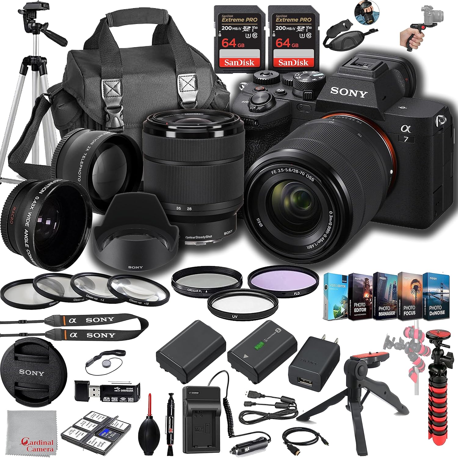 Sony a7 IV Mirrorless Camera 33MP w/ 28-70mm Lens, 128GB, Case, Tripod, Bundle
