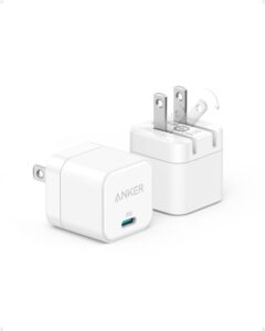 Anker USB C Charger, 20W Foldable Plug for iPhone 16/15, Galaxy, Pixel, iPad (2 Pack)