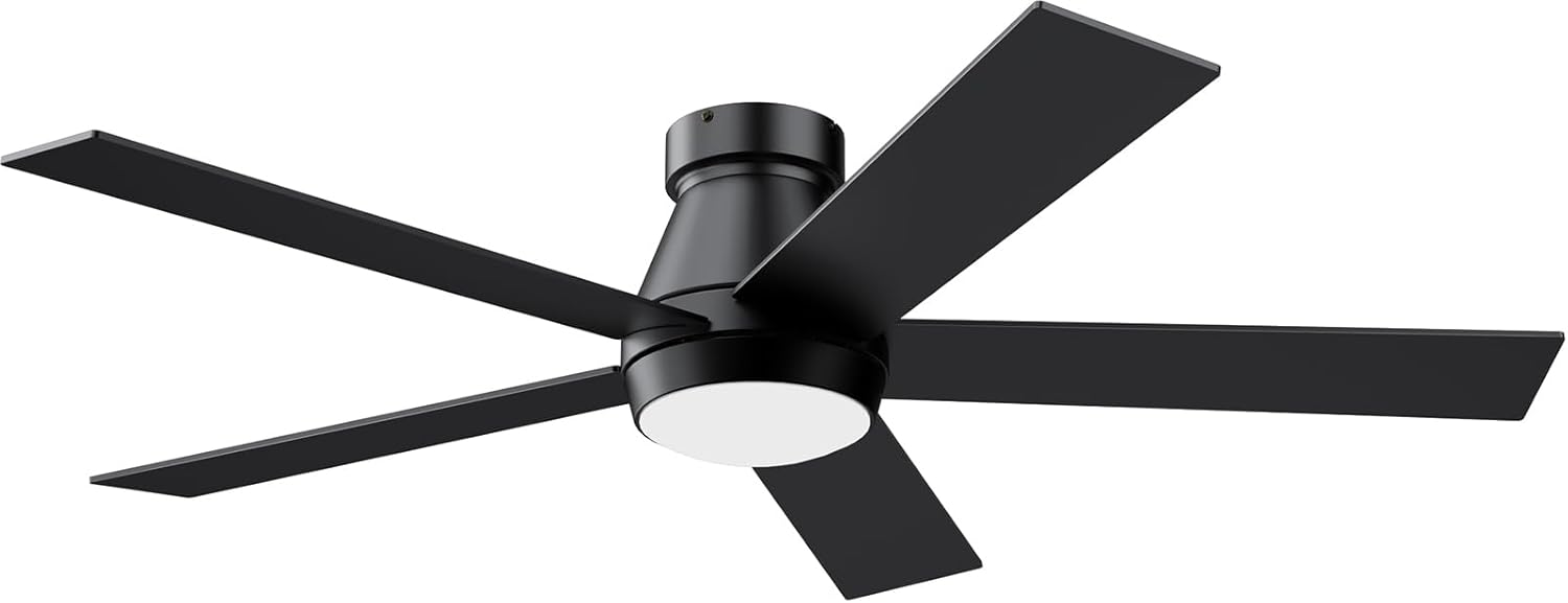 TCL 52" Black Flush Mount Ceiling Fan with Lights & Remote