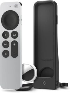 Here’s the rewritten text for SEO (under 60 characters):
Spigen Silicone Case for Apple TV 4K Remote with AirTag - Black
