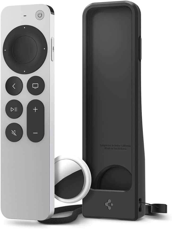 Here’s the rewritten text for SEO (under 60 characters):  
Spigen Silicone Case for Apple TV 4K Remote with AirTag - Black