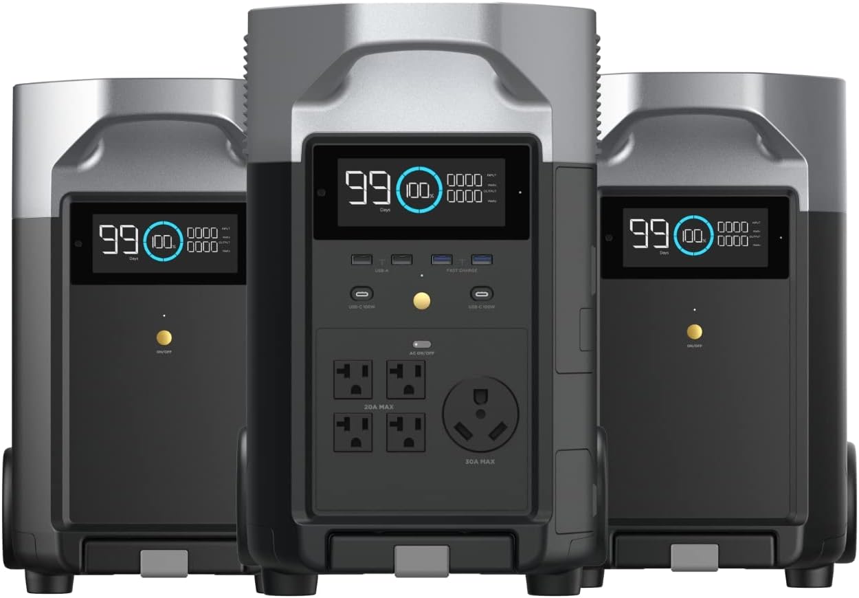 EF ECOFLOW 10.8kWh DELTA Pro Portable Power Station with 2 Extra Batteries, 120V Lifepo4 Battery Backup, Solar Generator for Home, Camping, RV, Emergencies