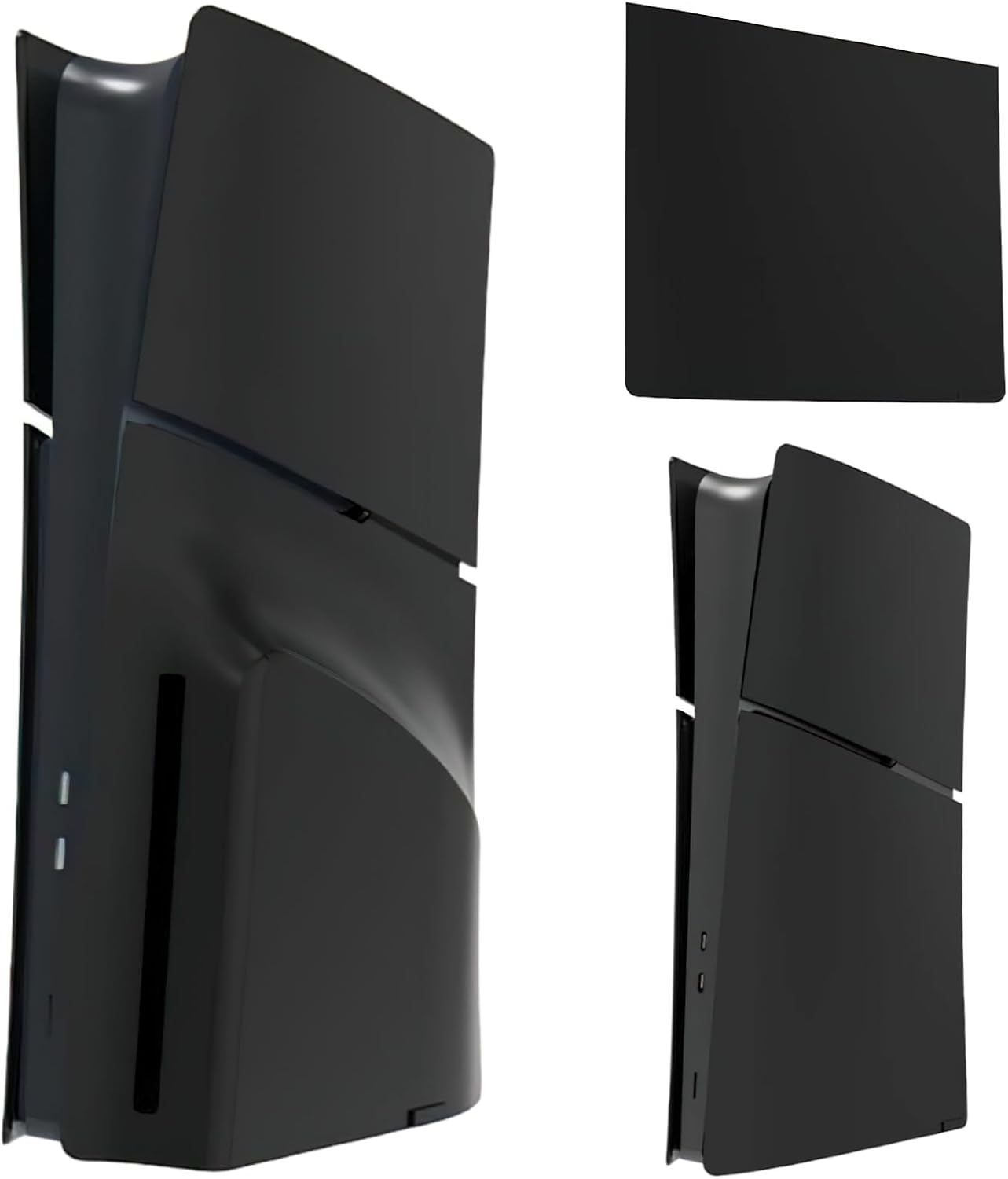 5PCS Face Plates for PS5 Slim Disc/Digital Edition, Matte Black Cover Shell Panels