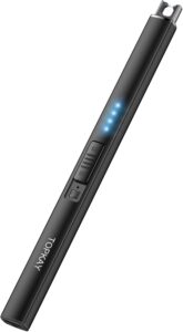 Electric Candle Lighter, Windproof Flameless USB Rechargeable Plasma Arc Long Lighter (Black)
