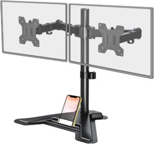 MOUNT PRO Dual Monitor Stand, Free-Standing, Full Motion, Fits 2x 27" Screens, 17.6lbs, Adjustable, VESA 75x75/100x100, Black