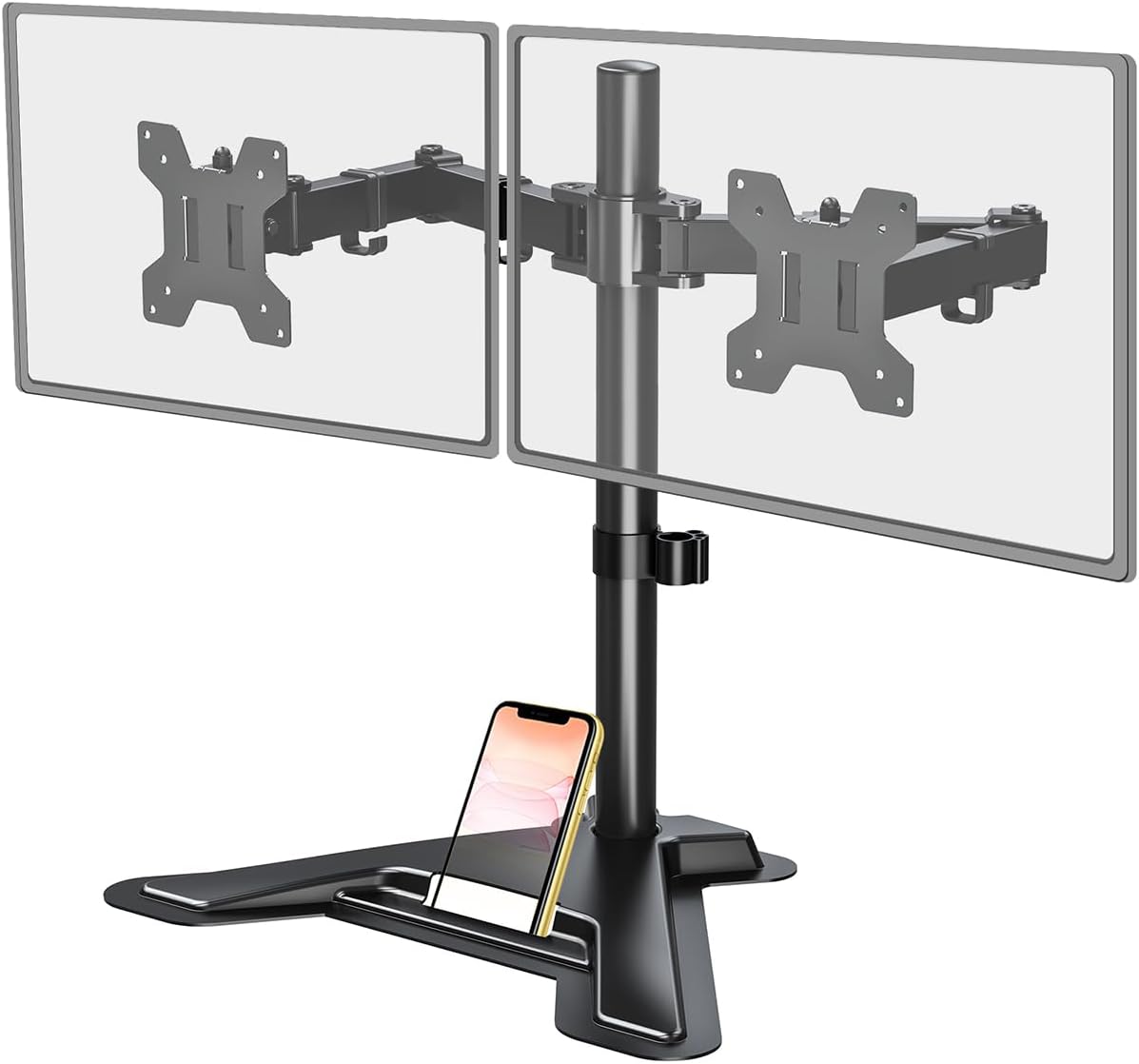 MOUNT PRO Dual Monitor Stand, Free-Standing, Full Motion, Fits 2x 27" Screens, 17.6lbs, Adjustable, VESA 75x75/100x100, Black