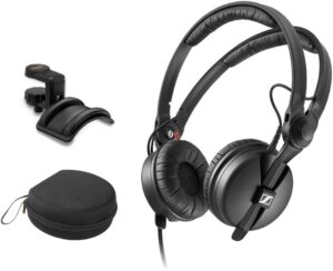 Sennheiser HD 25 Headphones with Case & Padded Holder Bundle