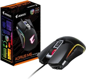 GIGABYTE AORUS RGB 16000 dpi Optical Sensor Programmable Onboard 16.7M Lighting Gaming Mouse - GM-AORUS M5, Black