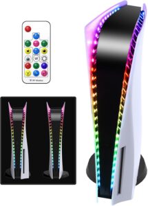 SEO Rewrite:
LED Light Strip for PS5, RGB LED Strip 7 Colors 358 Effects, Flexible Light Strip Sticker with Remote for PlayStation 5, PS5 Slim, PS5 Pro