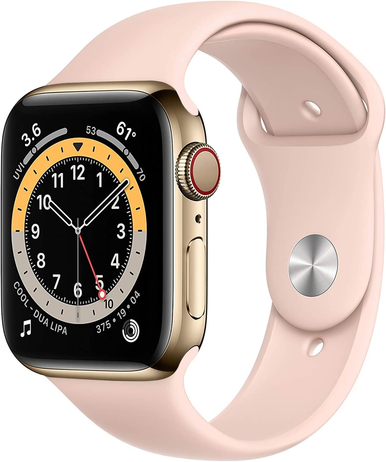 Apple Watch Series 6 GPS + Cellular 40mm Gold Stainless Steel Pink Sport Band (Renewed)