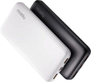 Miady 2-Pack 10000mAh Dual USB Portable Charger, USB-C Fast Charging Power Bank for iPhone, Galaxy, Pixel