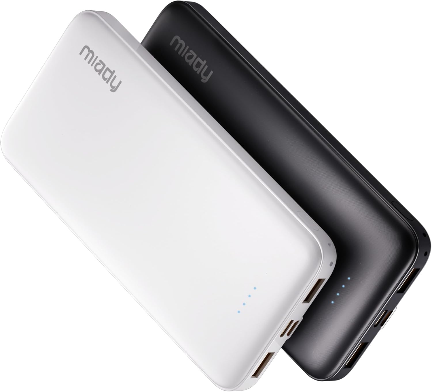 Miady 2-Pack 10000mAh Dual USB Portable Charger, USB-C Fast Charging Power Bank for iPhone, Galaxy, Pixel