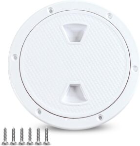 Boat Hatch, 4" 6" 8" White Round Non Slip Marine Inspection Hatch (8 Inch)