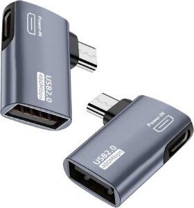 AreMe 2 Pack OTG Cable Adapter for Fire TV Stick 4K, 90 Degree Left Right Angle Micro USB to USB OTG Adapter (Grey)