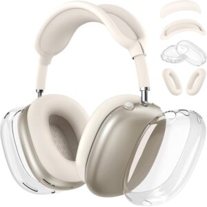 [4in1] Silicone Case for AirPods Max, Clear TPU Cover Set – Stone