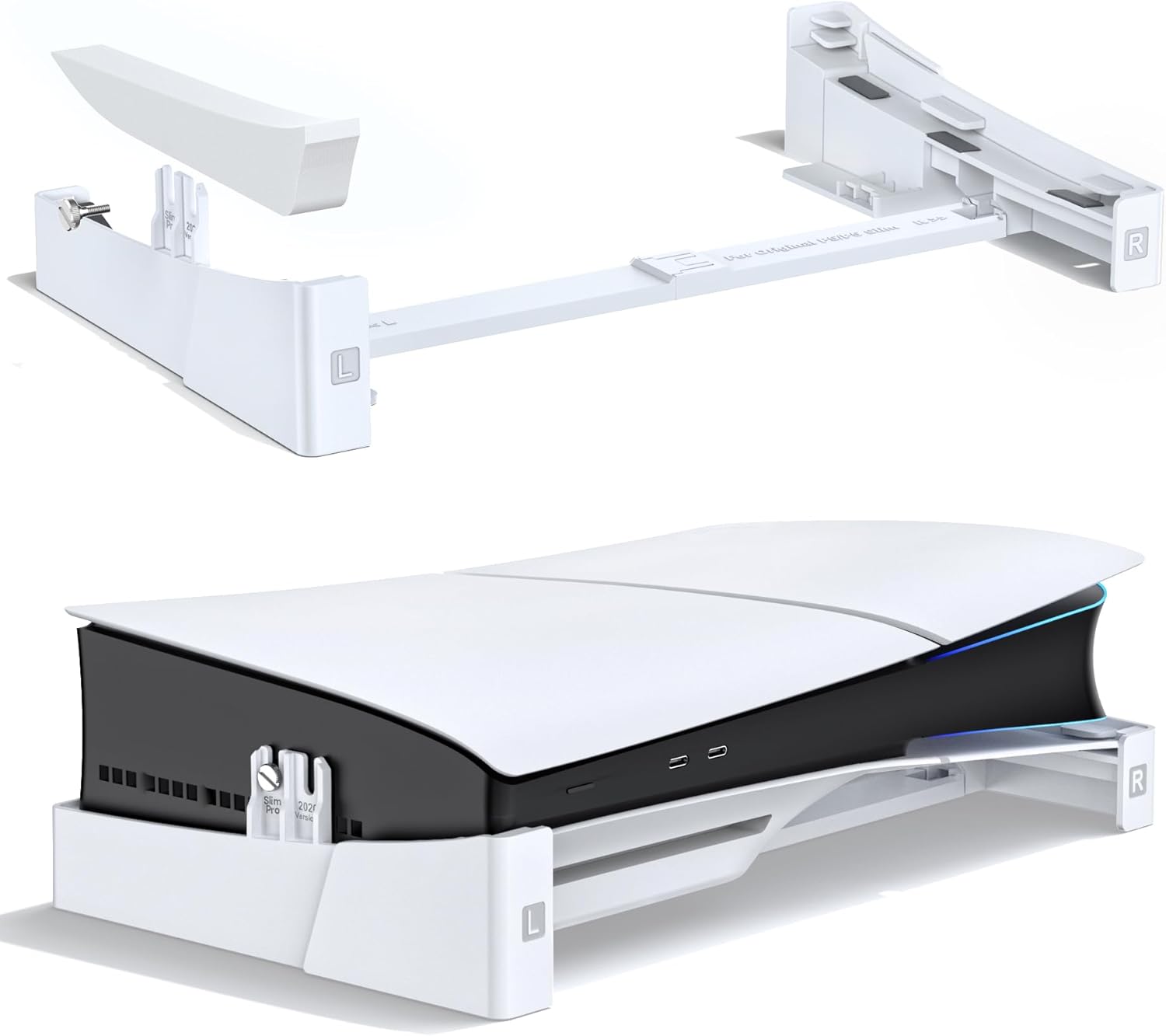 PS5 Stand Horizontal for PS5/Slim/Pro Disc & Digital Console, Scalable Design