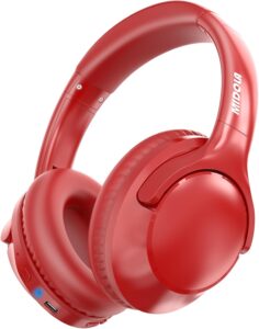MIDOLA Bluetooth Headphones Over Ear 68H Playtime HiFi Stereo Foldable Lightweight Deep Bass Red