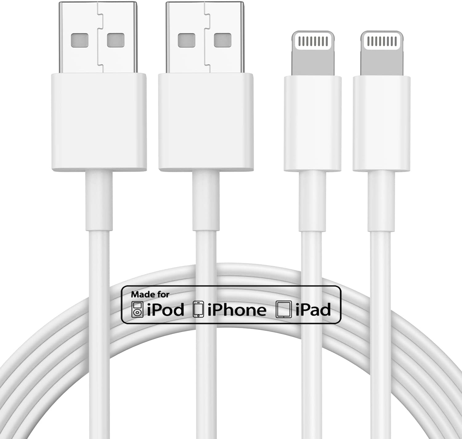 2-Pack 10ft iPhone Charger, MFi Certified Lightning Cable Fast Charging