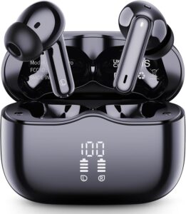 Wireless Earbuds 2025, Bluetooth 5.4 Headphones, 4 ENC Mic, HiFi Stereo, 40H Playtime, LED, IP7 Waterproof, USB-C