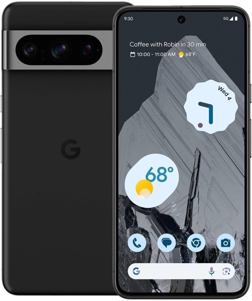 Google Pixel 8 Pro - Verizon Unlocked, Telephoto Lens, Super Actua Display, Obsidian, 128GB (Renewed Premium)