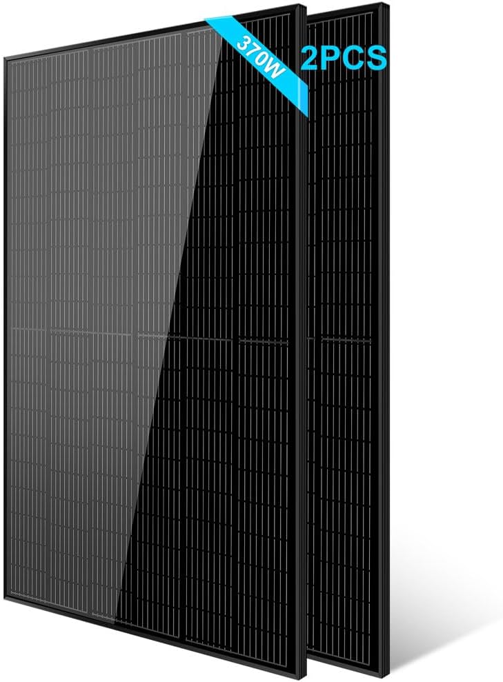 SUNGOLDPOWER 2pcs 370W Monocrystalline Solar Panels, IP68, On/Off Grid