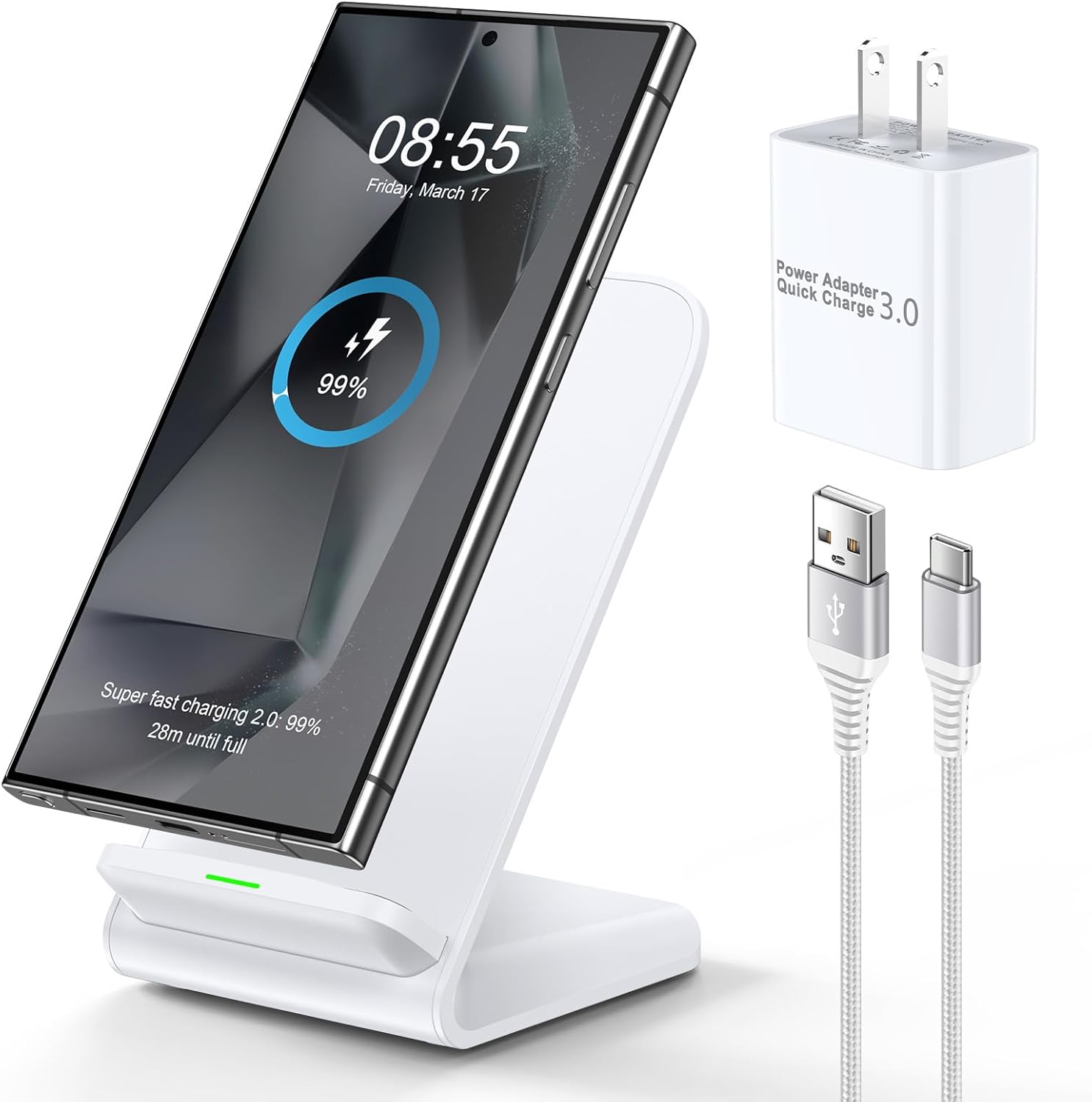 Pixel Wireless Charging Stand 15W Fast Charger for Pixel 9/9Pro/XL/Fold 8a/8Pro/8, Samsung S25/S24, Moto razr+