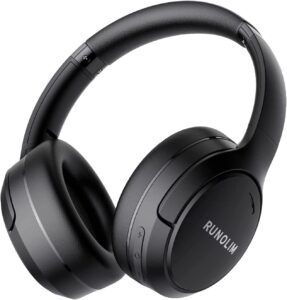 RUNOLIM Hybrid Active Noise Cancelling Headphones, Wireless Over Ear Bluetooth Headphones with Mic, 70H Playtime, Foldable, HiFi Audio, Deep Bass