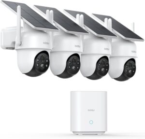 AOSU Wireless Outdoor Security Cameras 4-Cam Kit, Solar-Powered, 2K Night Vision