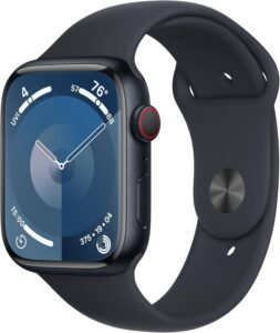 Apple Watch Series 9 GPS + LTE 45mm Midnight Aluminum Black Sport Band (Renewed Premium)