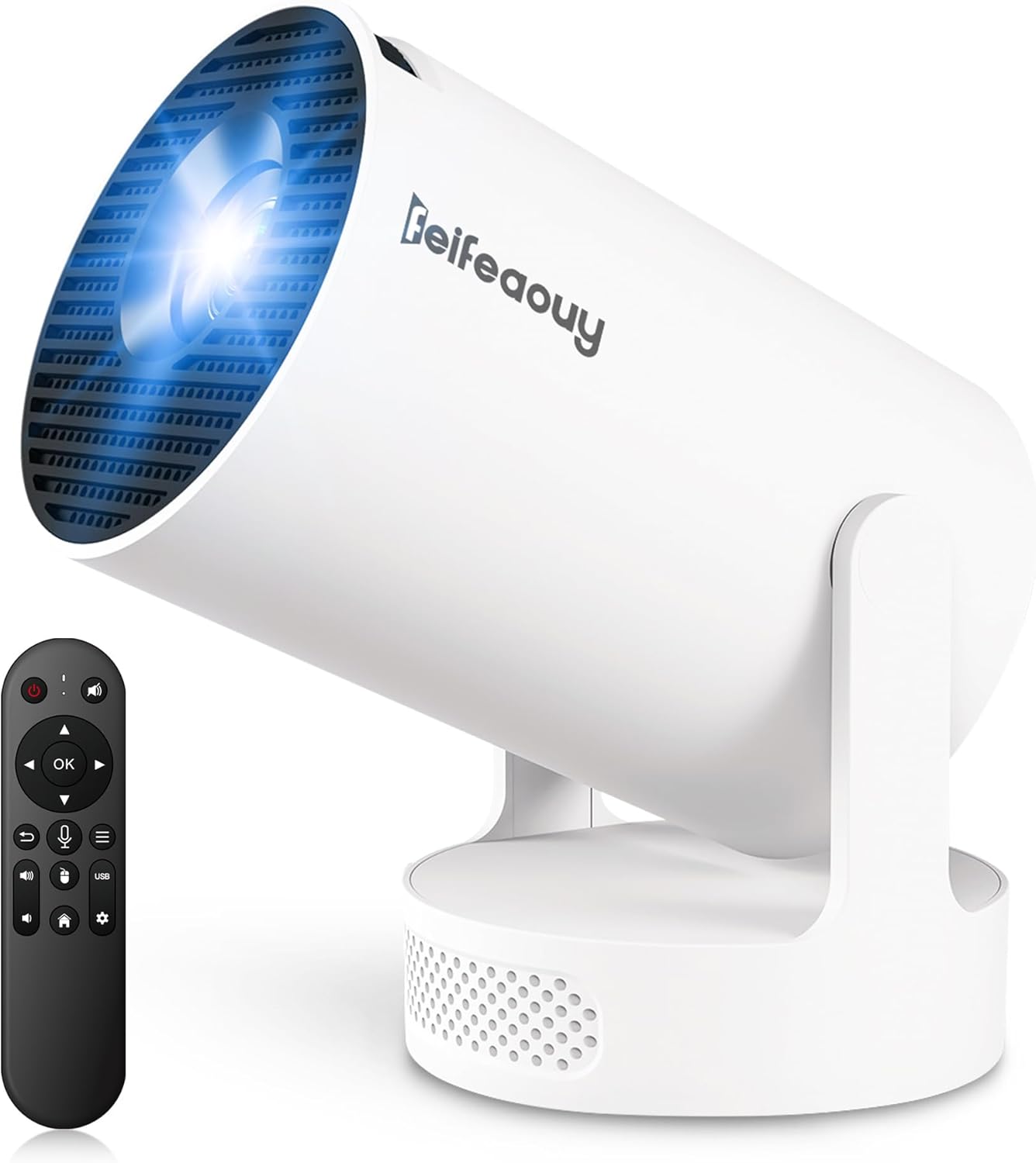 Mini Projector 4K WiFi Bluetooth 5.4 - Smart Portable Projector, Netflix Certified, Auto Keystone, Android 11, Voice Control, Air Mouse (HY300Ultra)