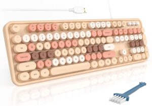 MOFII Wired Keyboard, Full Size USB Typewriter Keyboard (Milk Tea Colorful)
