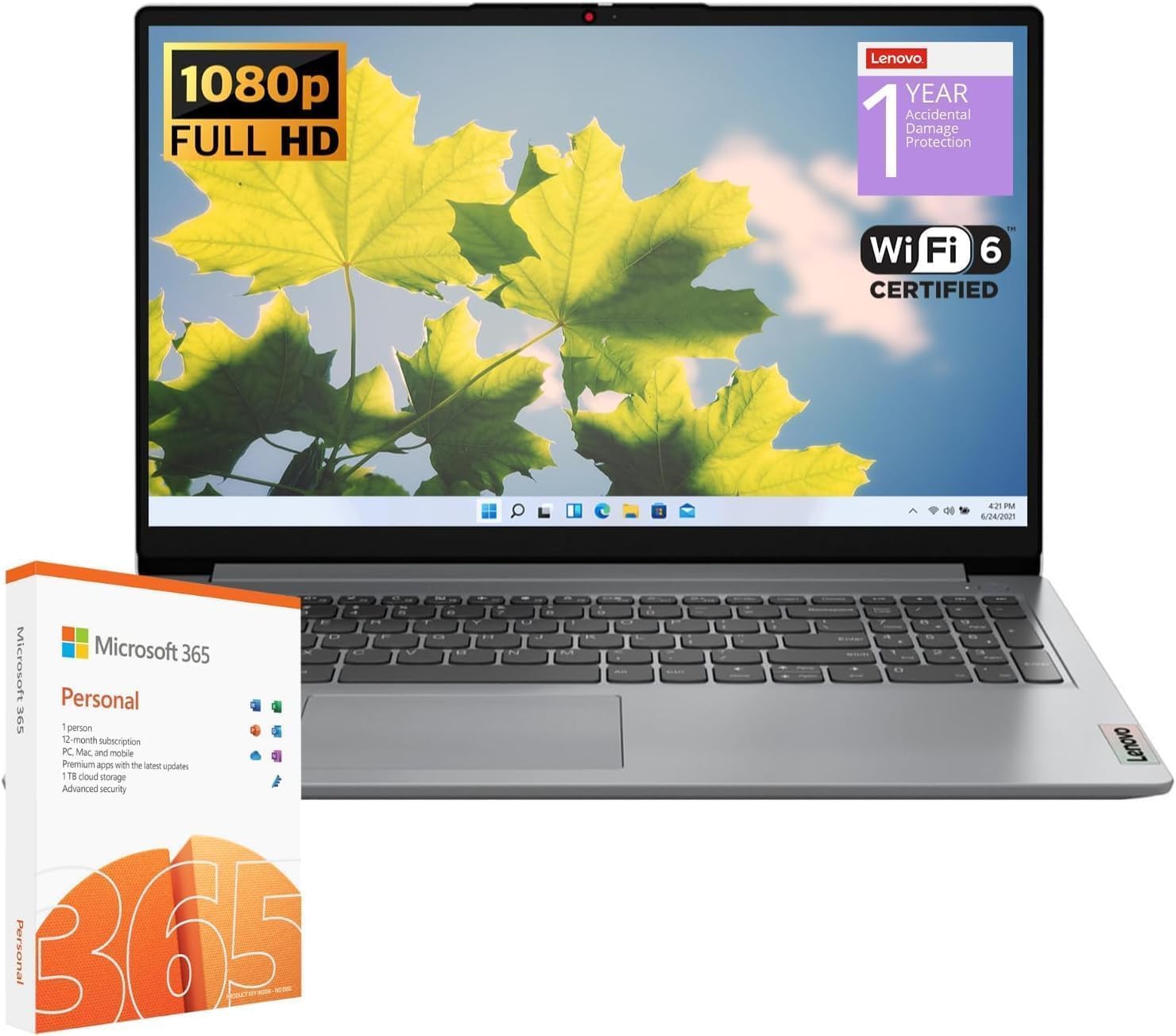 Lenovo IdeaPad 1 Student Laptop, Intel Dual Core, 20GB RAM, 1TB SSD + 128GB eMMC, 15.6" FHD, Win 11, Wi-Fi 6, Grey