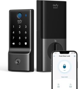 eufy Security Smart Lock C220, Fingerprint Keyless Entry, Wi-Fi, App Control, Deadbolt, 8Mo Battery, IP53, BHMA 3