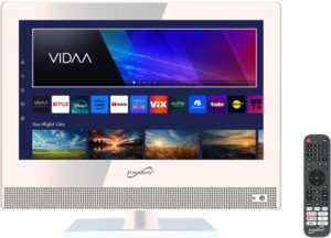 Supersonic SC-1520VTV 15.6" Smart LED TV, VIDAA, 1080p, WiFi, USB, 3X HDMI ARC, Remote, DC Car Cord-White
