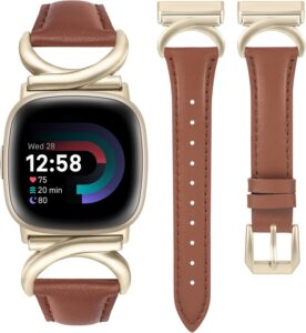 Here’s the rewritten text for SEO (under 60 characters):  
Minyee Leather Bands for Fitbit Versa 4/3, Sense 2 – Slim Metal Buckle  
Let me know if you'd like any adjustments!