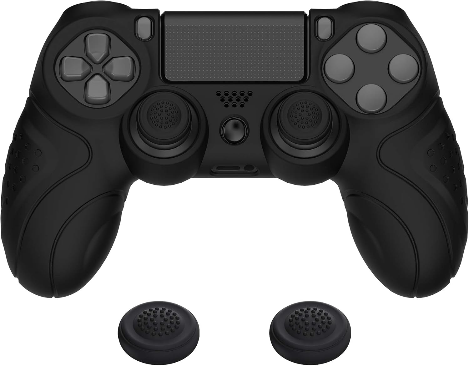 PlayVital Guardian Edition Black Ergonomic PS4 Controller Silicone Case Cover