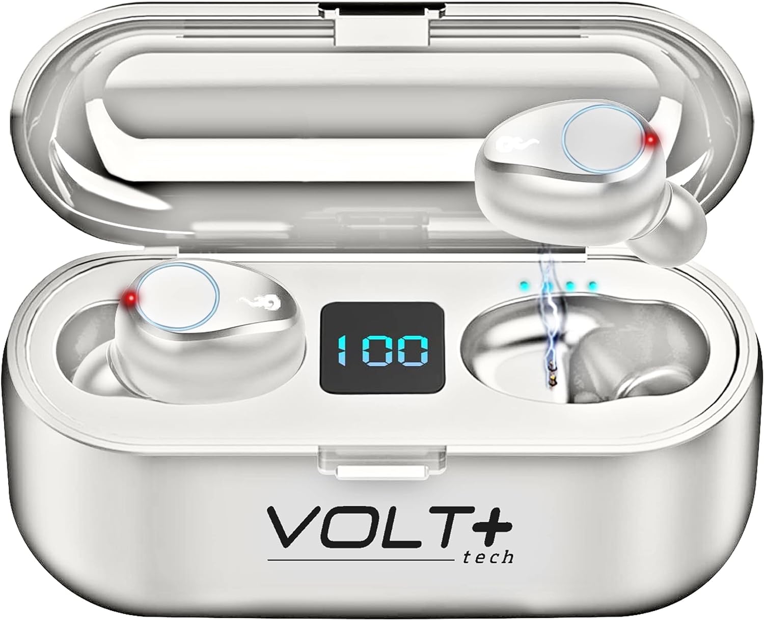 Wireless V5.3 Bluetooth Earbuds for Fairphone 5, 2000mAh PowerBank, LED, Mic, 8D Bass, IPX7