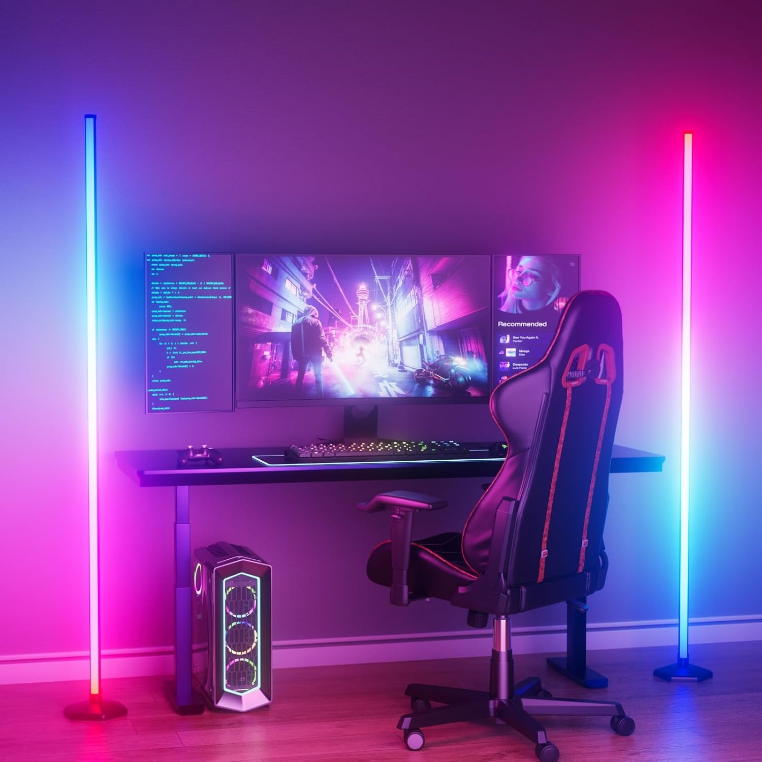 2PCS Corner Floor Lamp, 65" RGB Color Changing Mood Light with Remote