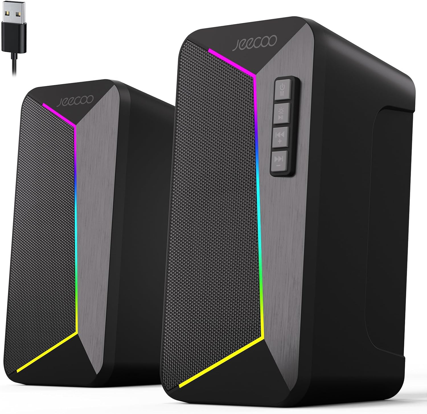 Jeecoo M30 Bluetooth PC Gaming Speakers, Stereo Sound, LED Modes, USB-Powered