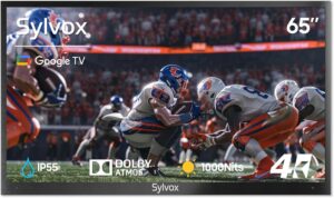 SYLVOX Outdoor TV 65" 4K HDR10 Weatherproof 1000nits Voice Remote Deck Pro 2.0