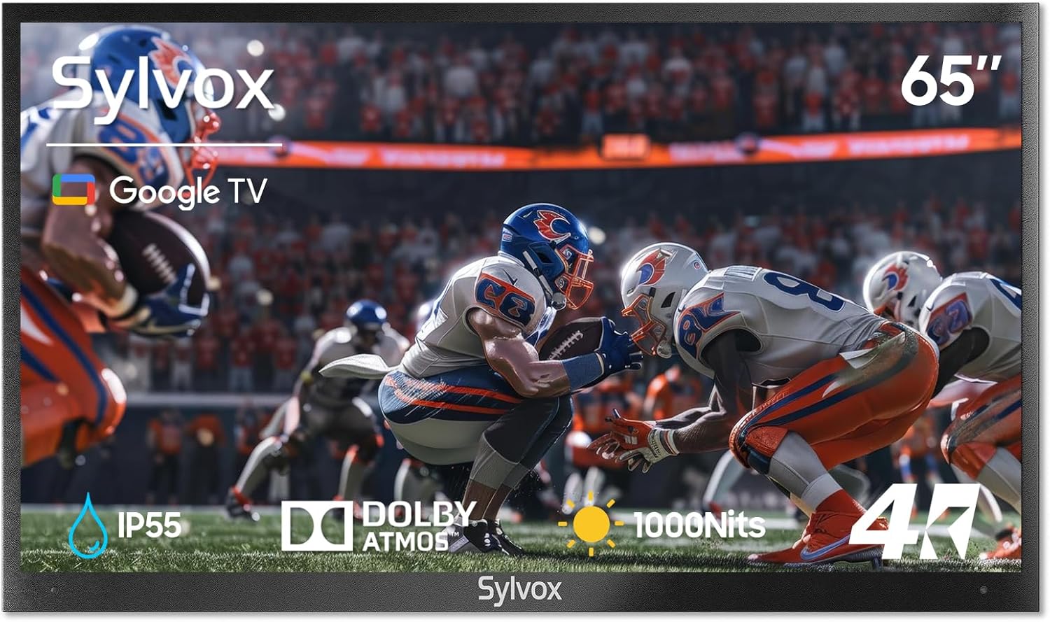 SYLVOX Outdoor TV 65" 4K HDR10 Weatherproof 1000nits Voice Remote Deck Pro 2.0