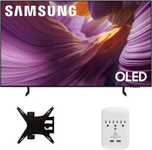 Samsung QN55S85FAFXZA 55" OLED 4K Smart TV, Walts TV Full Motion Mount, Amber 3-Outlet Surge Protector (2025)