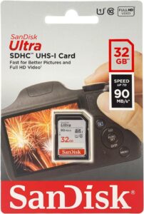 SanDisk 32GB Ultra SDHC UHS-I Card 90MB/s C10 U1 SDSDUNR-032G-GN6IN