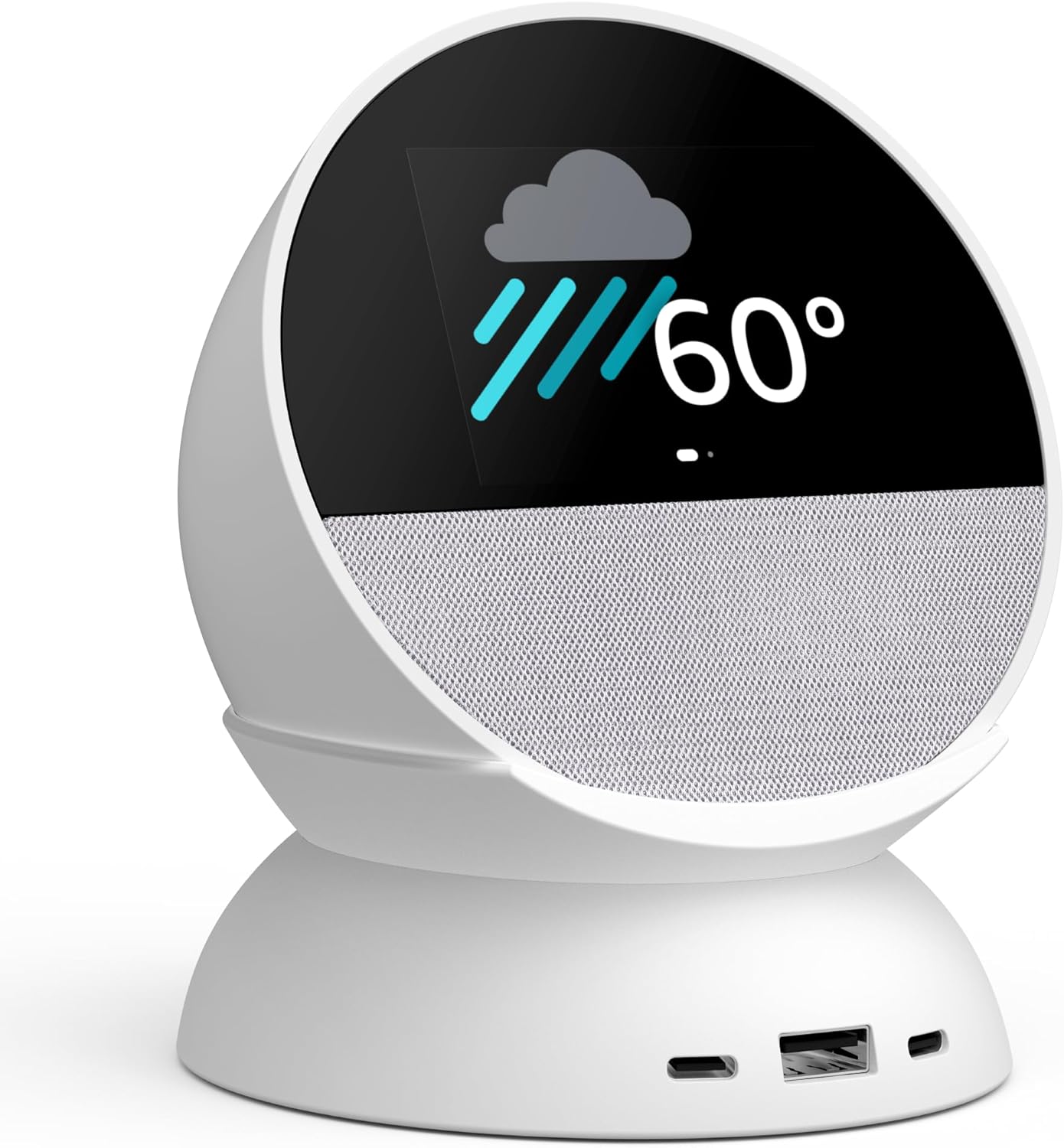 Echo Spot Bundle: Echo Spot (2024) | Glacier White & Stand with USB-C/A Charging